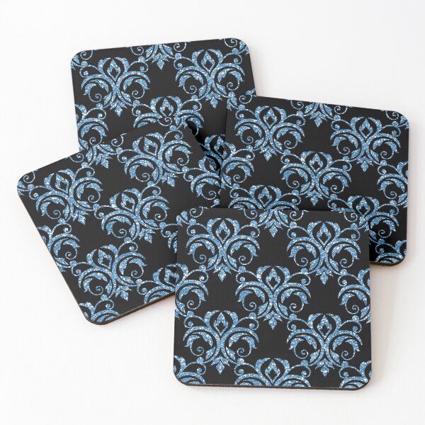 Item preview, Glitter Damask Pattern in Blue designed and sold by WisdomInspired.