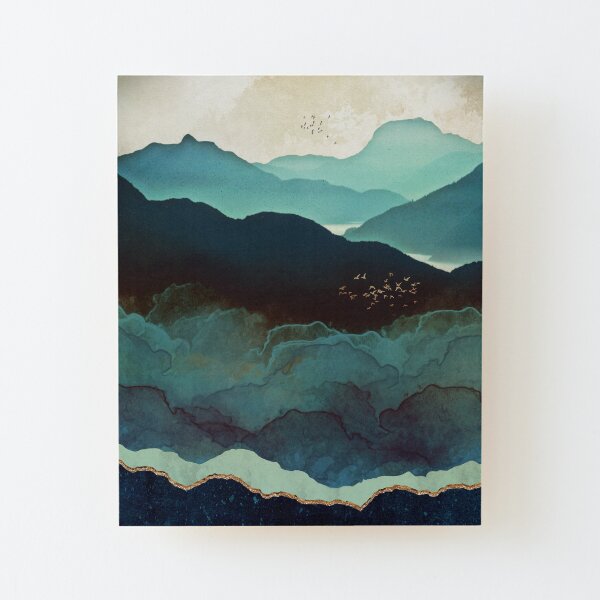 Indigo Mountains Wood Mounted Print