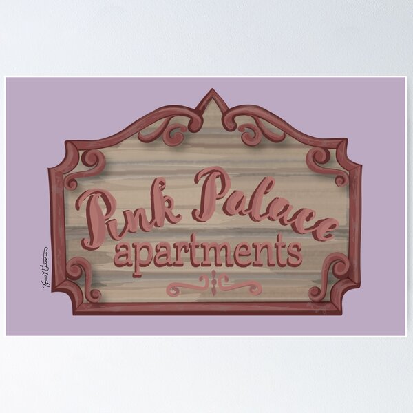 Item preview, Pink Palace Apartments Wooden Sign designed and sold by Frannotated.