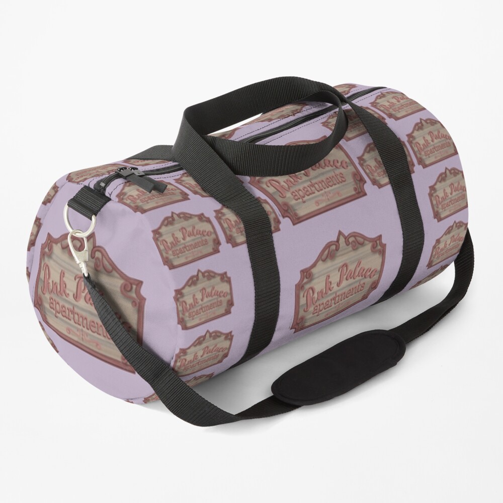 Pink Palace Apartments Wooden Sign Duffle Bag