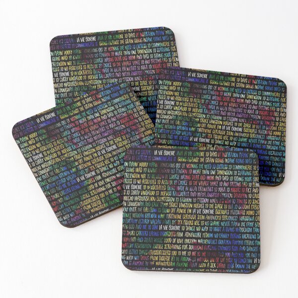 Artikelvorschau, Regenbogen La Vie Boheme Lyrics Pattern entworfen und verkauft von Theatre Thoughts.