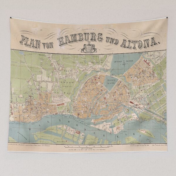 Item preview, Vintage Hamburg Germany Map (1862) designed and sold by BravuraMedia.