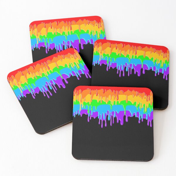 Item preview,  Rainbow paint drip bright colours on black designed and sold by Pickle-Lily.