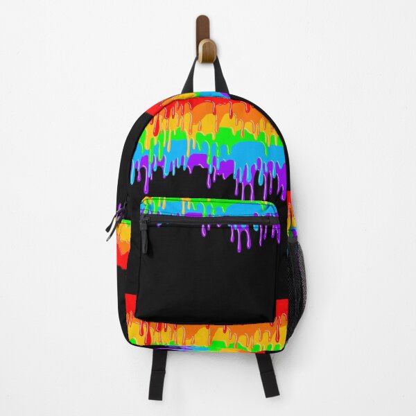 Item preview, Rainbow paint drip bright colours on black designed and sold by Pickle-Lily.