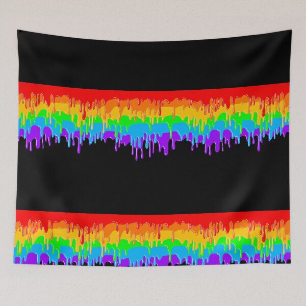 Item preview,  Rainbow paint drip bright colours on black designed and sold by Pickle-Lily.