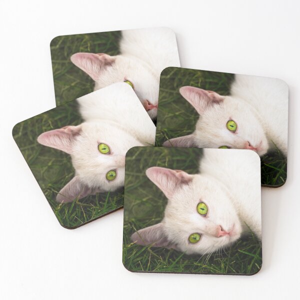 Item preview, green eyes white cat designed and sold by Nikoleta Vukovic.