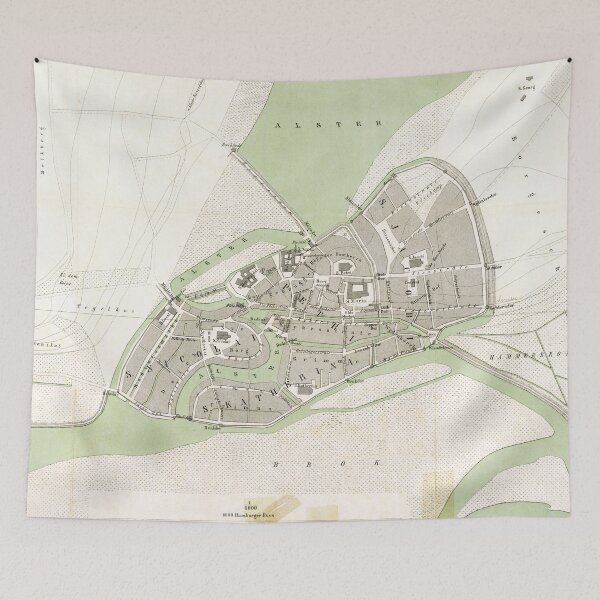 Item preview, Vintage Hamburg Germany Map (1880) designed and sold by BravuraMedia.