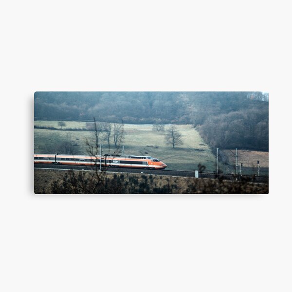 TGV coming at 275kph nr Cluny 19840307 0008 Canvas Print