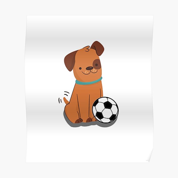 Cute Cartoon Dog Football Soccer Ball Stock Illustration