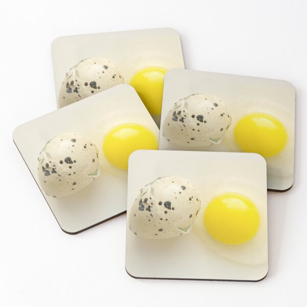 Item preview, Broken quail egg with shell taken closeup on white background. designed and sold by IaroslavB.