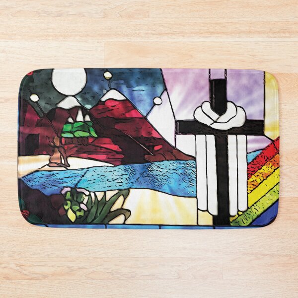 Item preview, Church Stained Glass Window Cross Rainbow designed and sold by AZGuzmans.