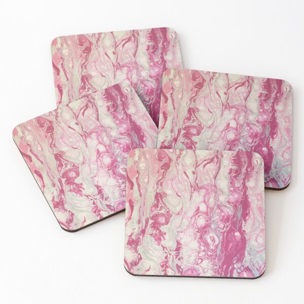 Item preview, Pink and SIlver Abstract Paint Pour designed and sold by LivingArtBrenda.