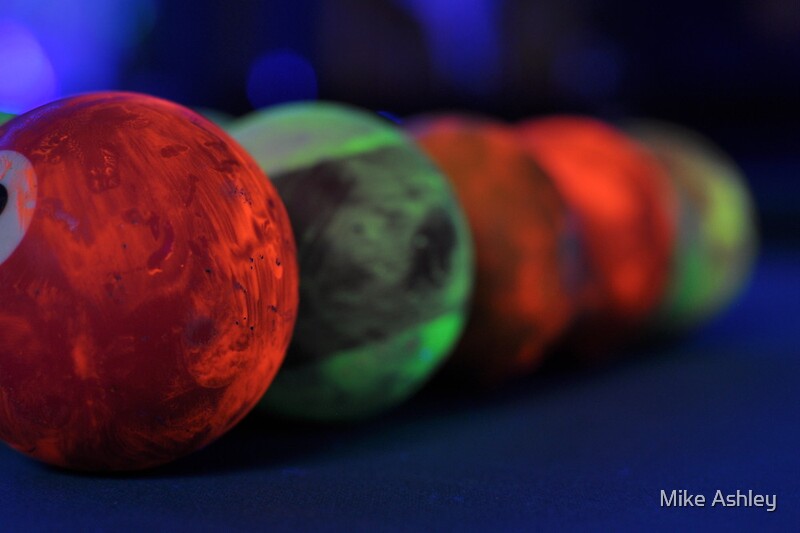 "Pool Balls at a Black Light Party" by Mike Ashley Redbubble