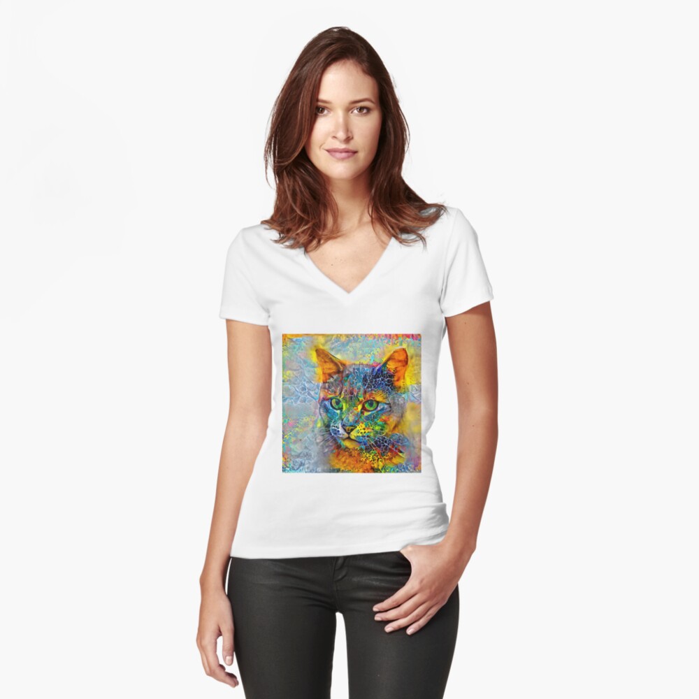 Item preview, Fitted V-Neck T-Shirt designed and sold by blackhalt.