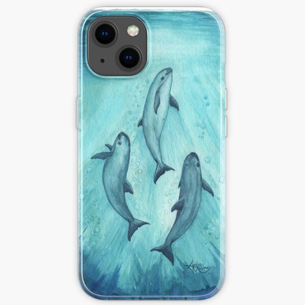 "Song of the Vaquita" watercolor painting by Amber Marine ~ (Copyright 2015) ~ (Porpoise, Critically Endangered Species) iPhone Soft Case