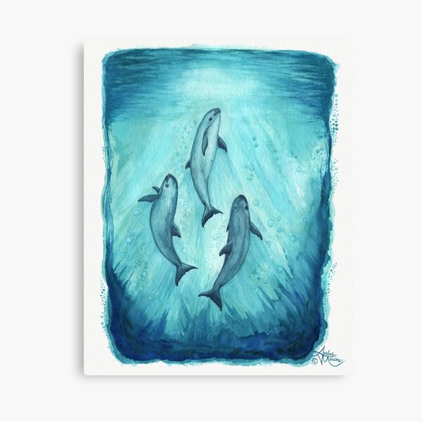 "Song of the Vaquita" watercolor painting by Amber Marine ~ (Copyright 2015) ~ (Porpoise, Critically Endangered Species) Canvas Print