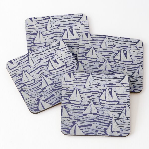 Item preview, Sailboats Batik Indigo Crackle Abstract designed and sold by Leslie Rogers Todder.