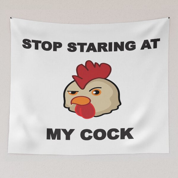 Item preview, Stop staring at my cock animal sarcastic comedic cartoon chicken design designed and sold by Dearpeople.