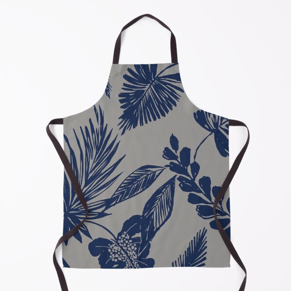 Item preview, Indigo Tropical Leaves on Cream Ground designed and sold by Leslie Rogers Todder.