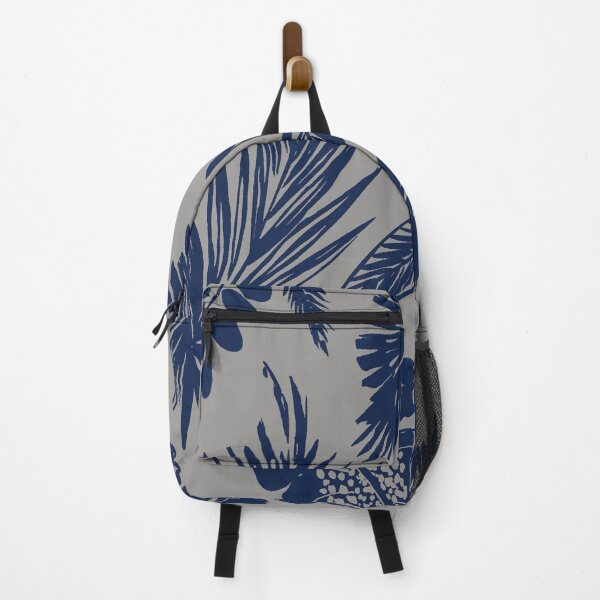 Item preview, Indigo Tropical Leaves on Cream Ground designed and sold by Leslie Rogers Todder.