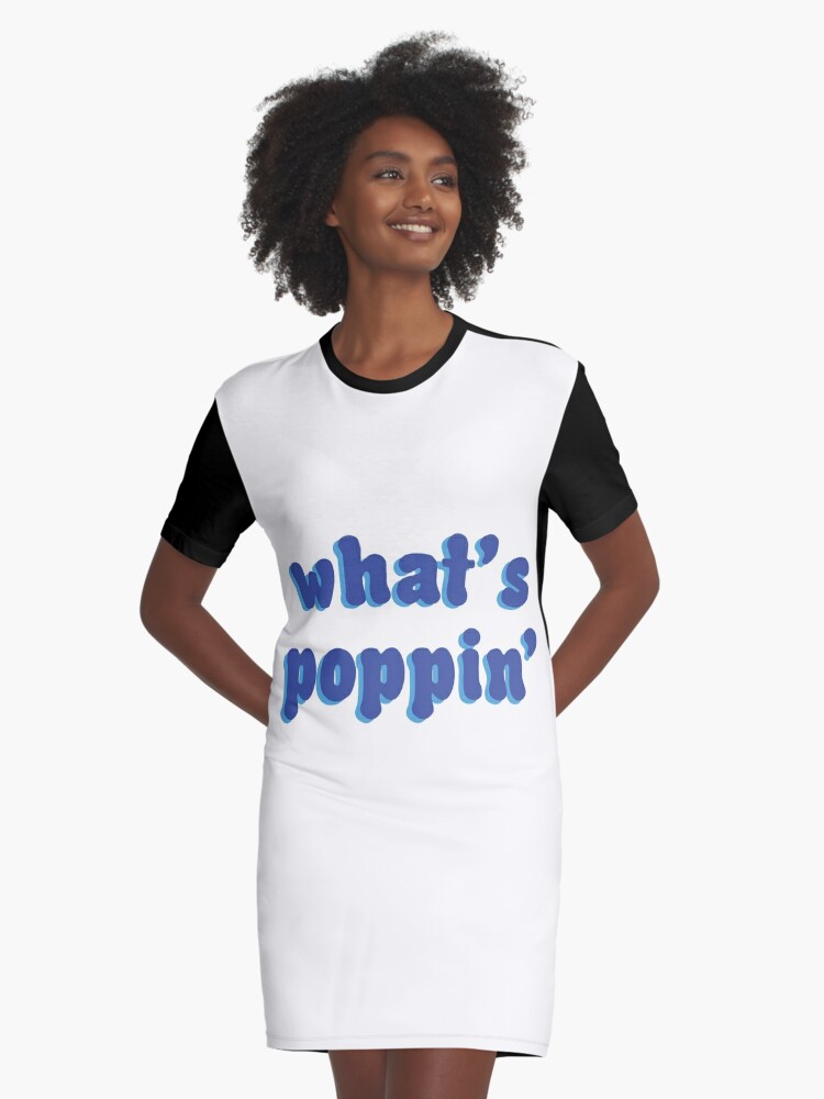 What's Poppin' - Blue and Light Blue | Graphic T-Shirt Dress