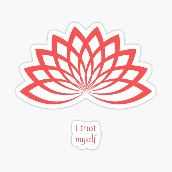 I trust myself - Positive Affirmation - Minimalist Red Lotus flower Sticker