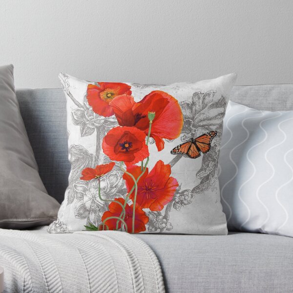Red Poppies 1 Throw Pillow
