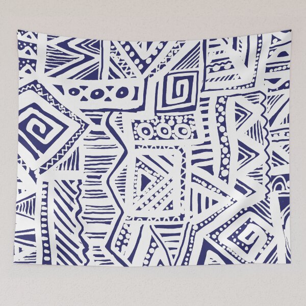 Item preview, Indigo Batik Abstract Tribal Geometric designed and sold by Leslie Rogers Todder.