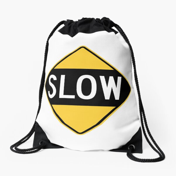 United States Sign - Slow, Old Drawstring Bag