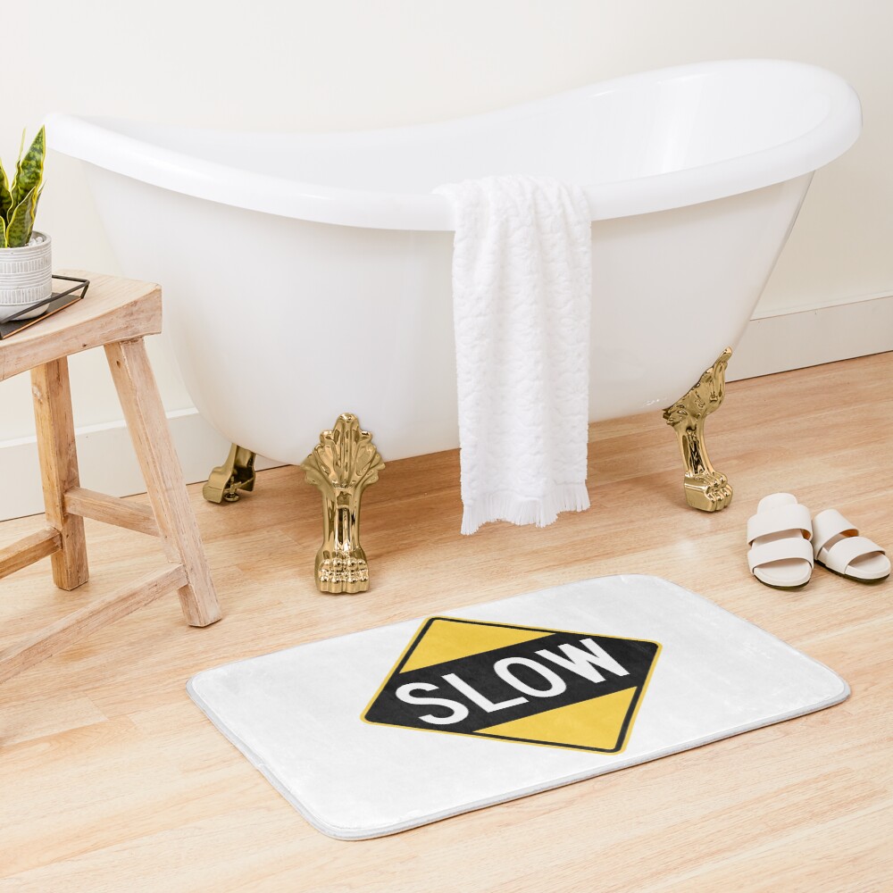 United States Sign - Slow, Old Bath Mat