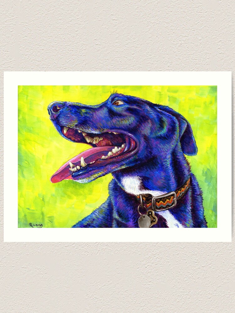 Alternate view of Jubilation - Colorful Black Lab Art Print