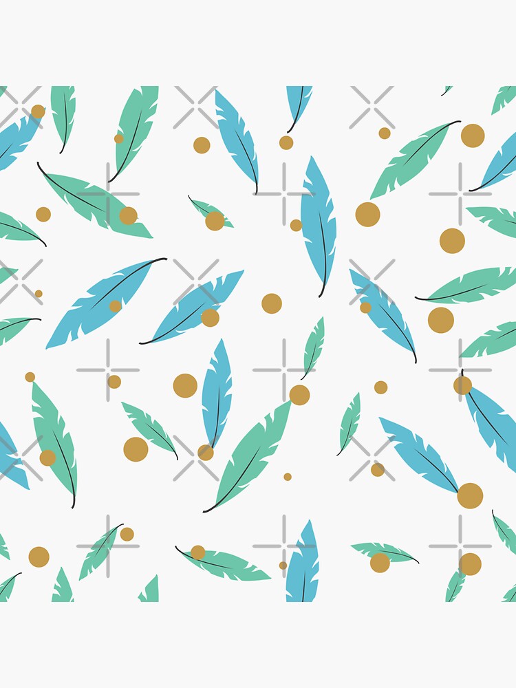 Pastel Blue and Green Feather Leaves by chanzds