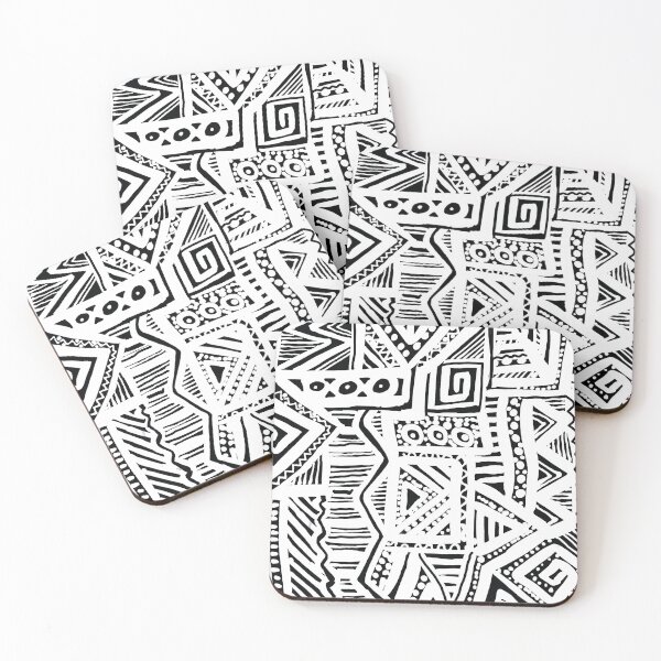 Item preview, Black and White Tribal  Abstract Batik designed and sold by Leslie Rogers Todder.