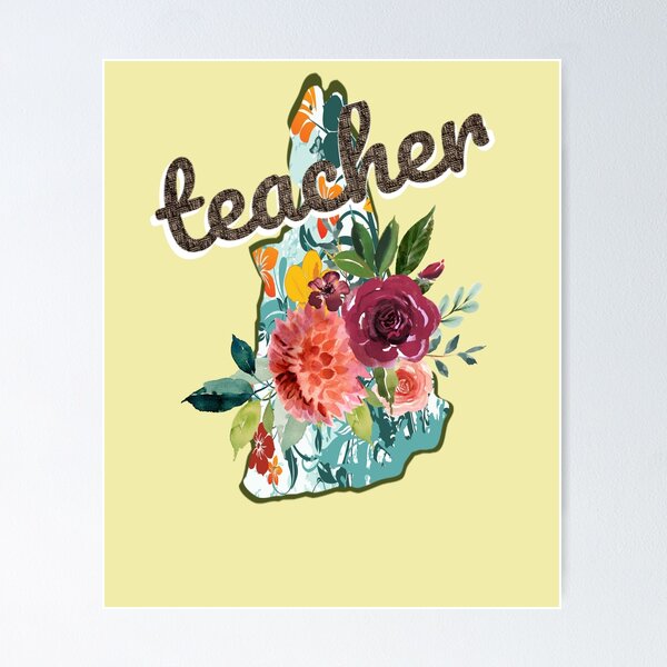 Item preview, New Hampshire Teacher Floral Watercolor designed and sold by AZGuzmans.