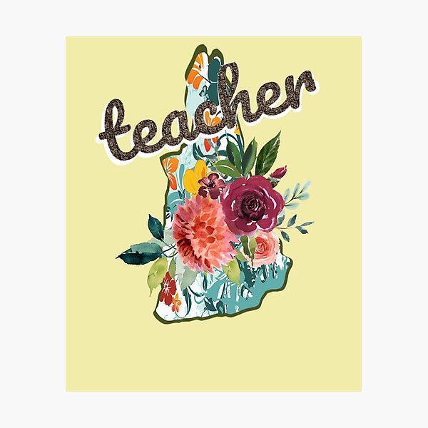 Item preview, New Hampshire Teacher Floral Watercolor designed and sold by AZGuzmans.