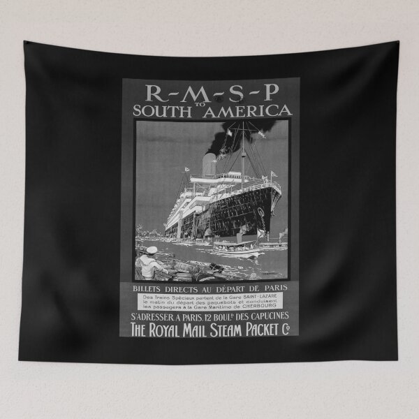 Item preview, RMSP to South America Noire vintage travel poster designed and sold by stickart-marek.