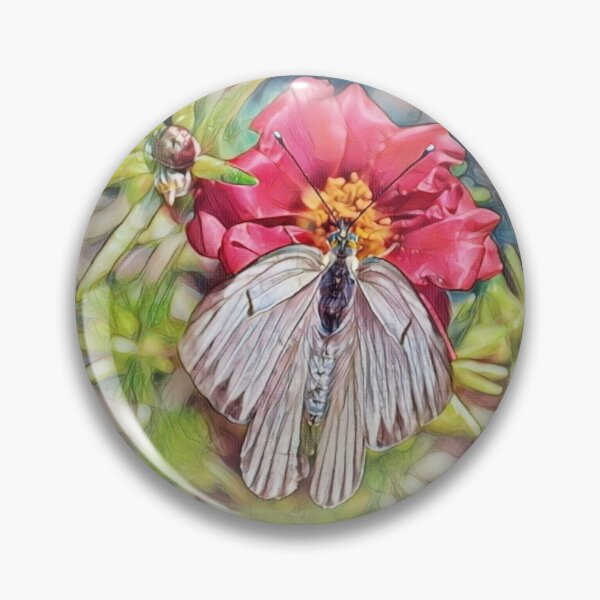 Item preview, Cabbage Moth on Pink Flower designed and sold by ReneeKennedy.