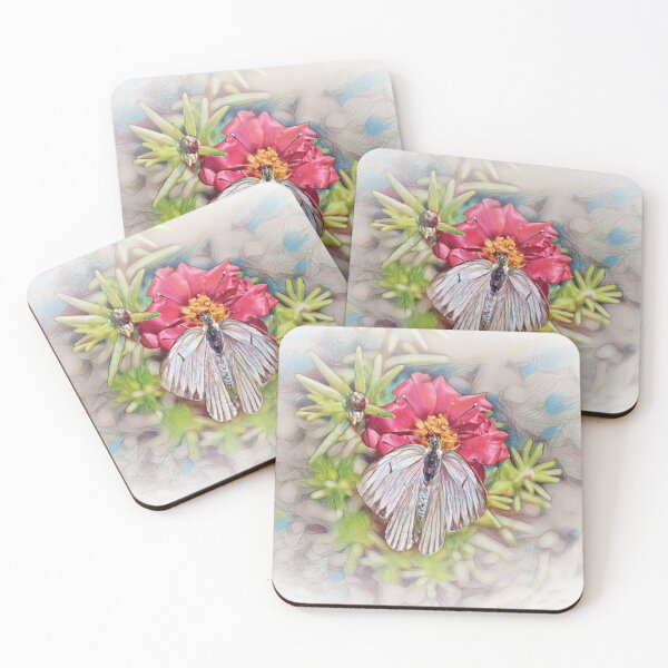 Item preview, Cabbage Moth on Pink Flower designed and sold by ReneeKennedy.