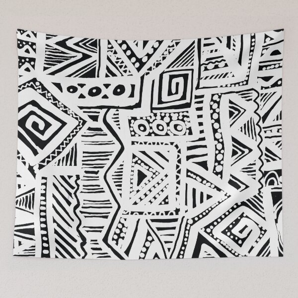Item preview, Black and White Tribal  Abstract Batik designed and sold by Leslie Rogers Todder.