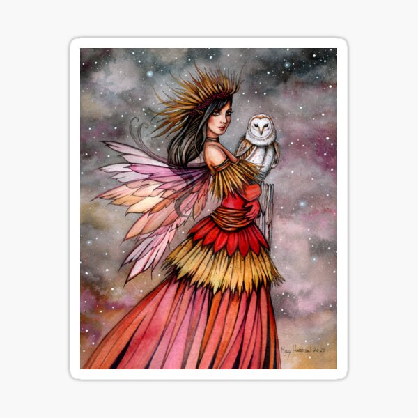 Item preview, Quiet Ember Fairy and Owl Fantasy Art designed and sold by Molly  Harrison.