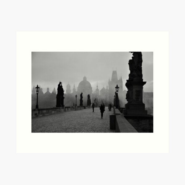 Fog on Charles Bridge, Prague Art Print