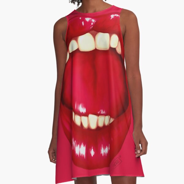 Shouting Mouth A-Line Dress