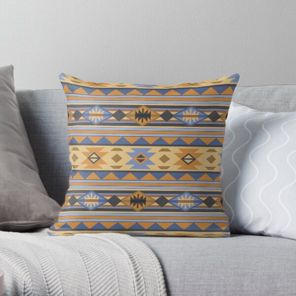 Southwestern Design Gray Tan Tribal Pattern Throw Pillow
