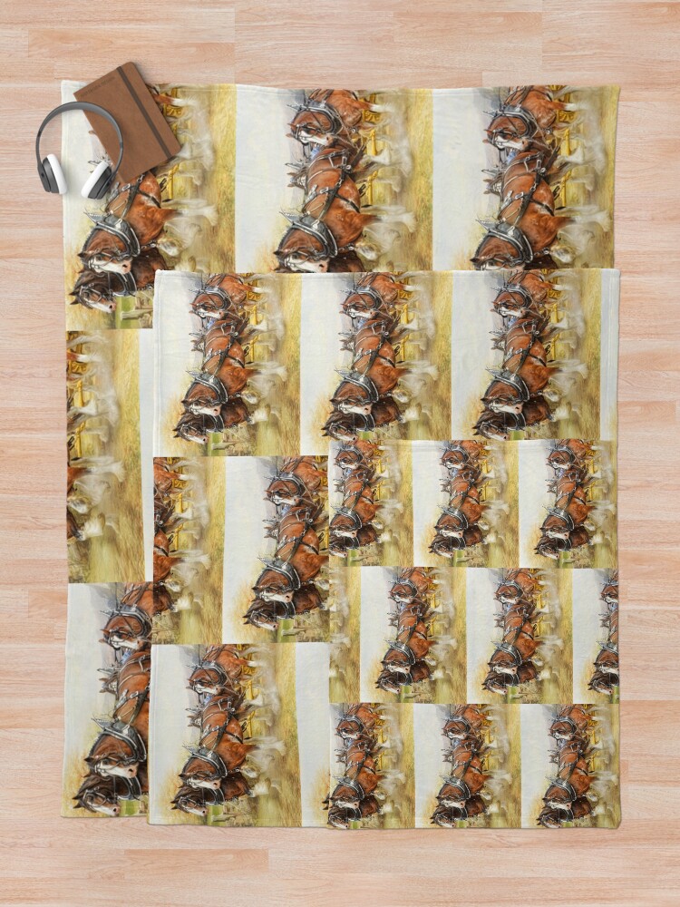 Thumbnail 5 of 6, Throw Blanket, Clydesdales in Harness designed and sold by PicsByT.