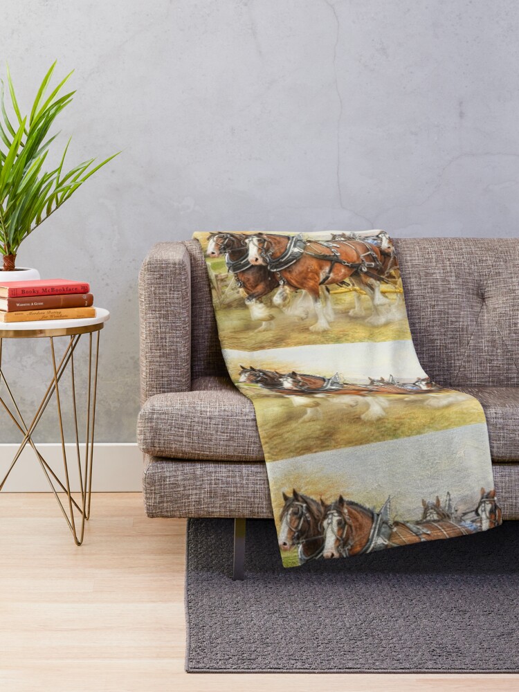 Thumbnail 2 of 6, Throw Blanket, Clydesdales in Harness designed and sold by PicsByT.