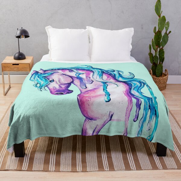 Item preview, Watercolor Pink and Blue Horse designed and sold by Lady-Lilac.