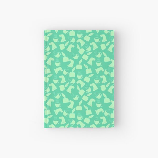 Ink and Quill Writer pattern Green bg Hardcover Journal
