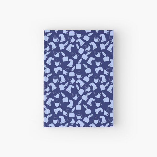Ink and Quill Writer pattern blue bg Hardcover Journal
