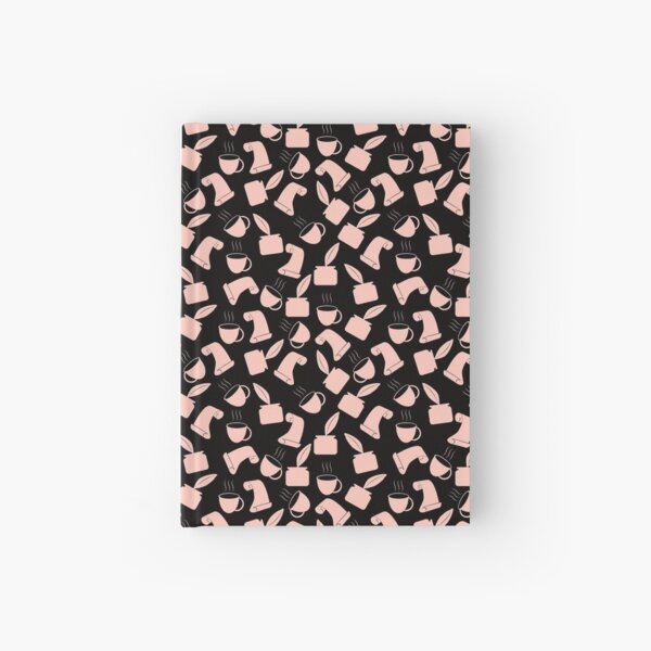 Ink and Quill Writer pattern Orange Black BG Hardcover Journal
