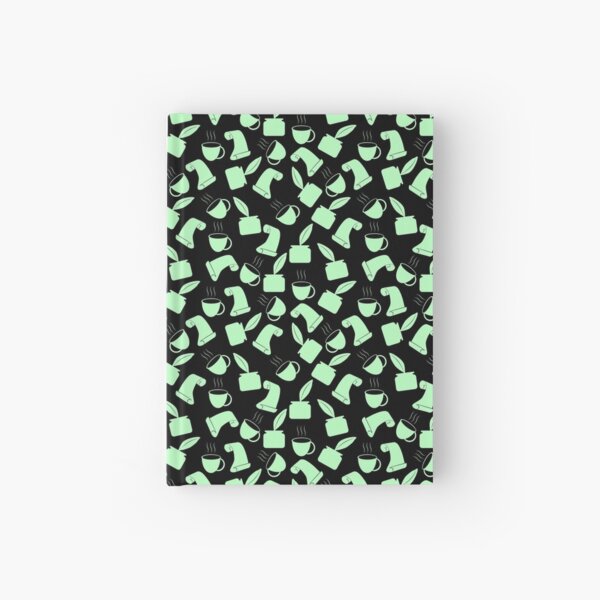 Ink and Quill Writer pattern Green Black Bg Hardcover Journal